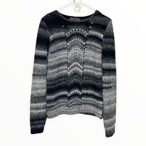 Elsamanda Italian Wool Blend Sweater Black Gray Small